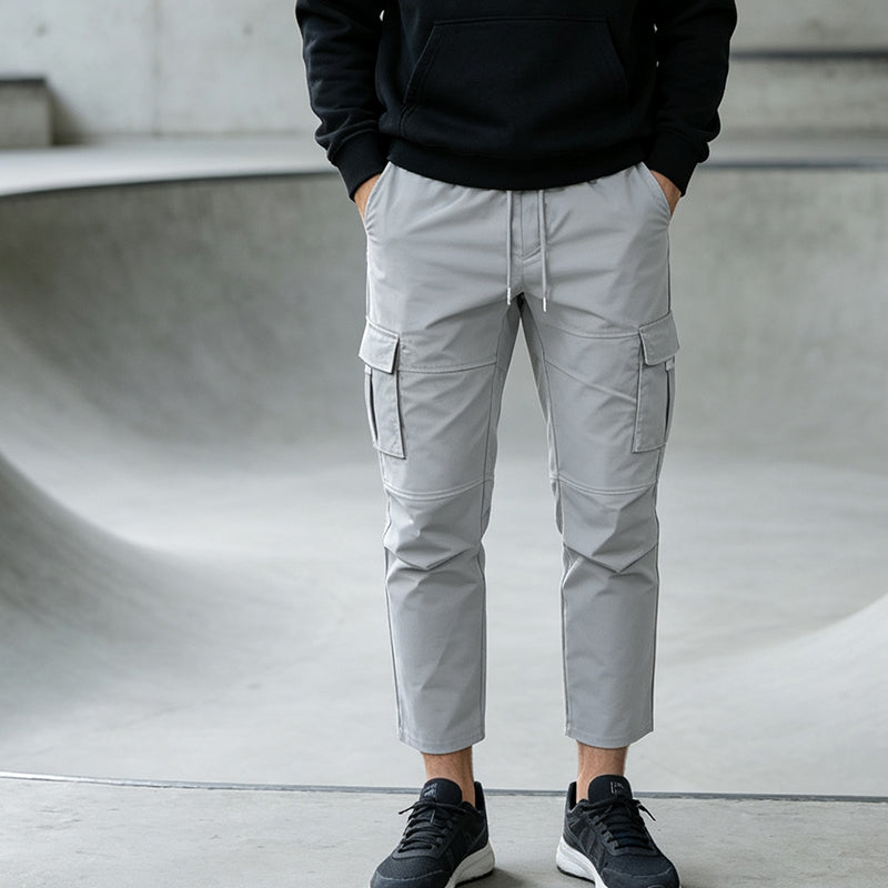 Men's Slim Fit Cargo Pants with Drawstring