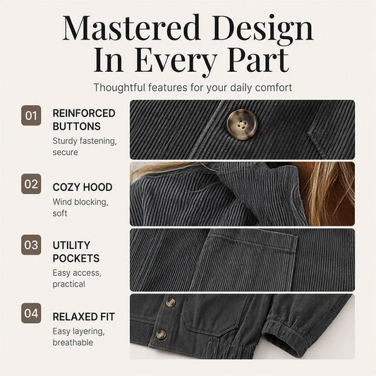 Women's Casual Corduroy Hooded Jacket