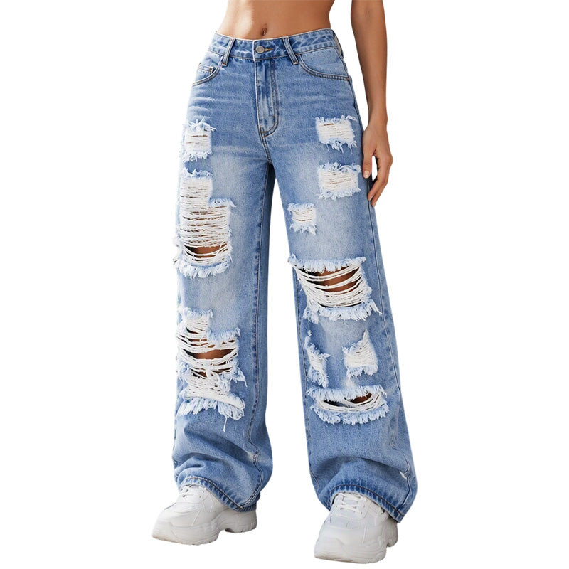 Bestseller🏆👖 Distressed Wide‑Leg Denim Pants – Conceal Leg Shape Imperfections & Durable Craftsmanship for Modern Street Look
