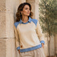 Women's Long Sleeve Denim Patchwork Sweatshirt