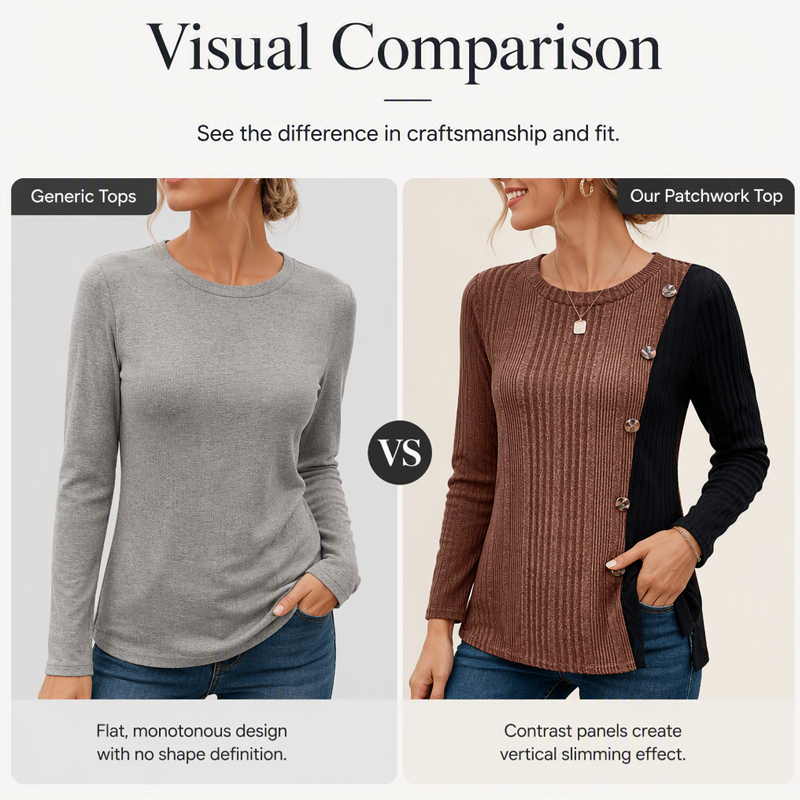 Women's Color Block Casual Ribbed Knit Top