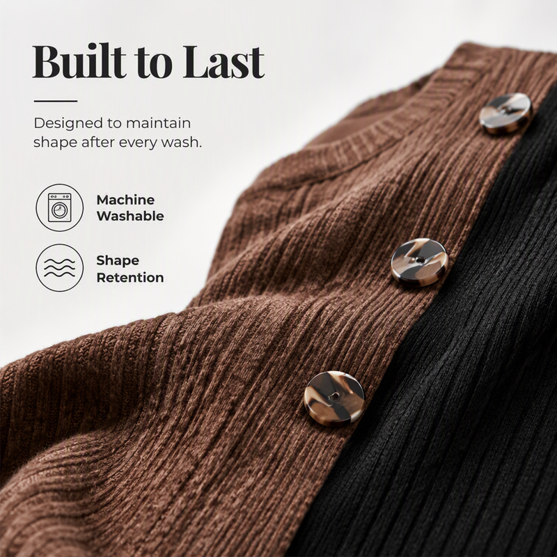 Women's Color Block Casual Ribbed Knit Top