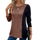 Women's Color Block Casual Ribbed Knit Top
