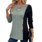 Women's Color Block Casual Ribbed Knit Top