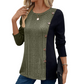 Women's Color Block Casual Ribbed Knit Top