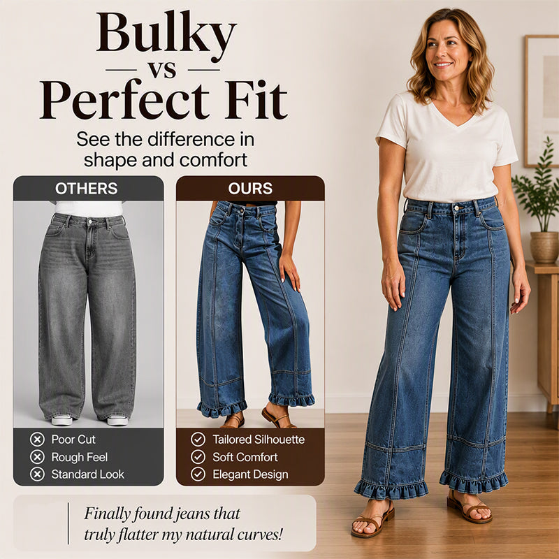 Women's Ruffle Hem Denim Jeans