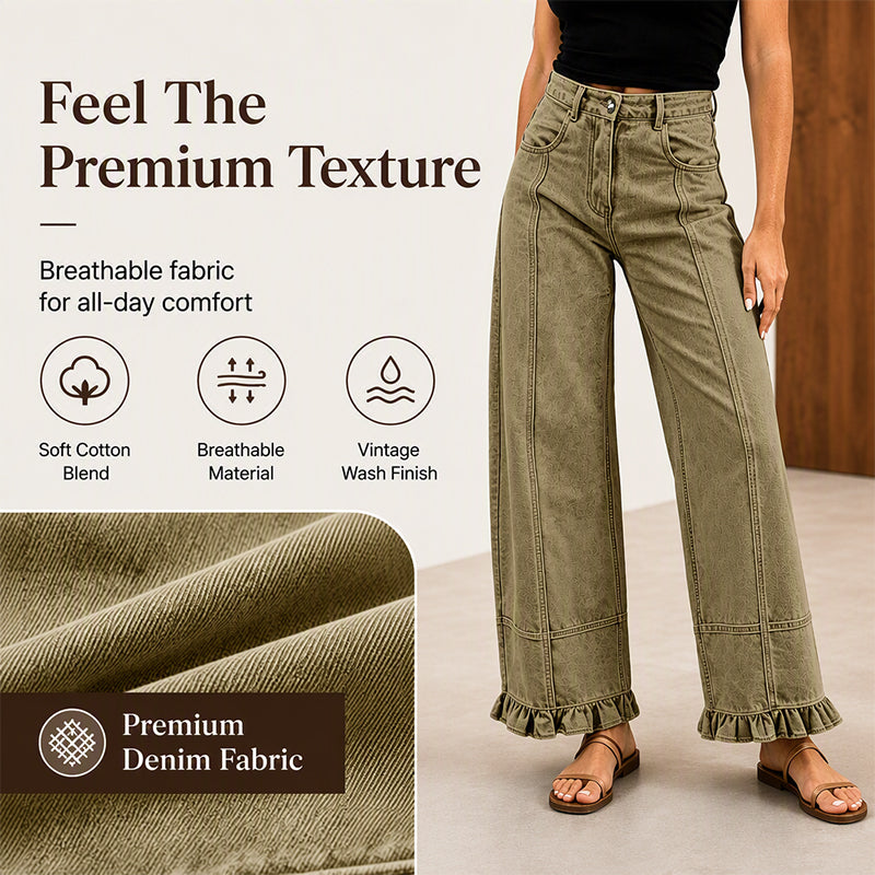 Women's Ruffle Hem Denim Jeans