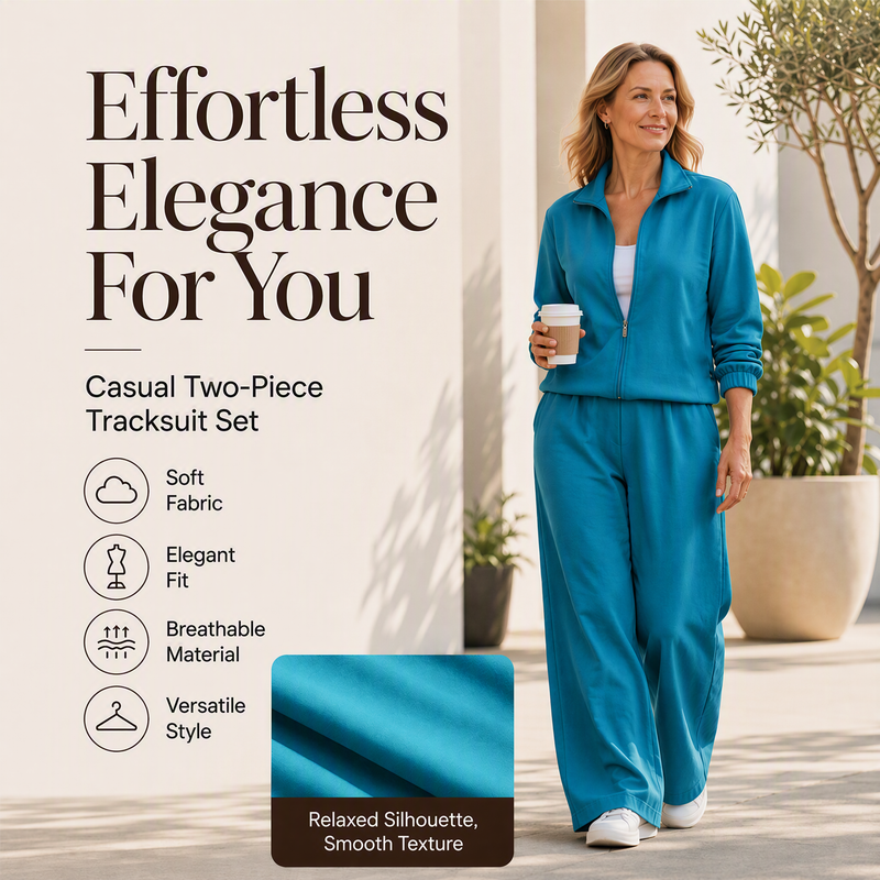 Women's Zip-Up Cardigan & Wide-Leg Pants Set
