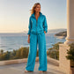 Women's Zip-Up Cardigan & Wide-Leg Pants Set