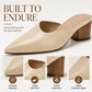 Women's Pointed Toe Chunky Heel Slides