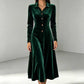 Women's Vintage Button-Front Velvet A-Line Dress