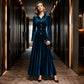 Women's Vintage Button-Front Velvet A-Line Dress