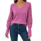 Women's Brushed Ribbed Long Sleeve Lace Patchwork Top