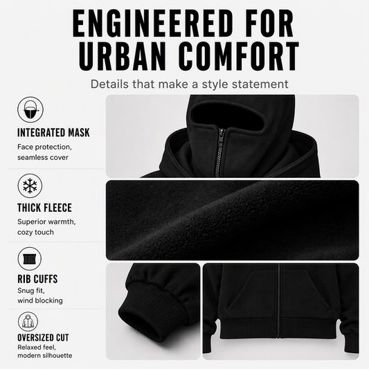 Unisex Balaclava Zip-Up Hooded Jacket