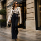 ✨ Flattering Comfort | Women's High-Waisted Double-Button Flare Pants