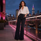 ✨ Flattering Comfort | Women's High-Waisted Double-Button Flare Pants
