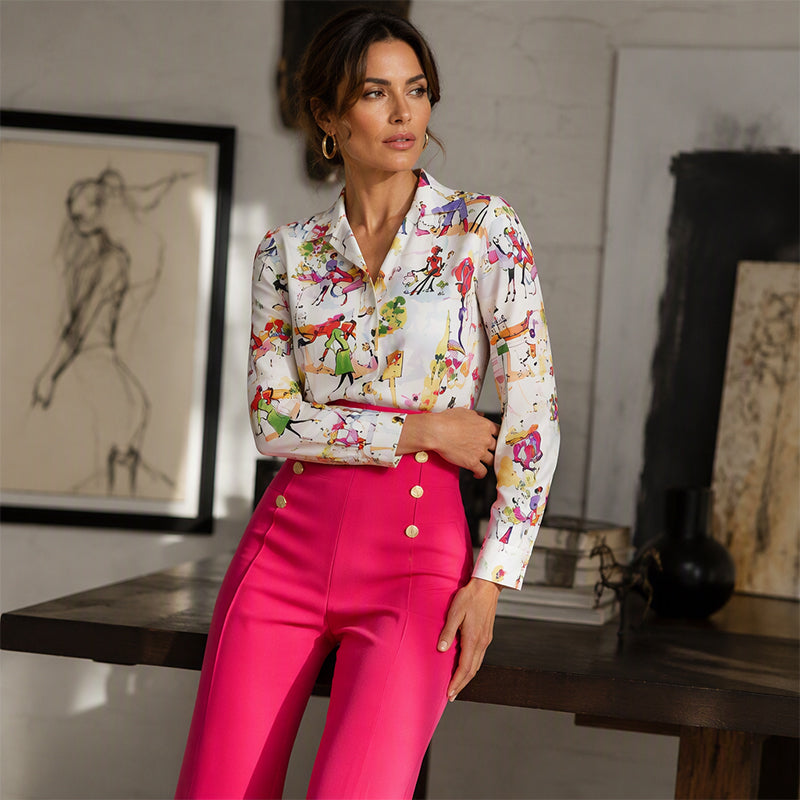 ✨ Flattering Comfort | Women's High-Waisted Double-Button Flare Pants