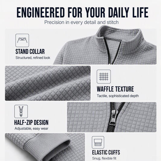 Men's Waffle Knit Quarter Zip T-Shirt