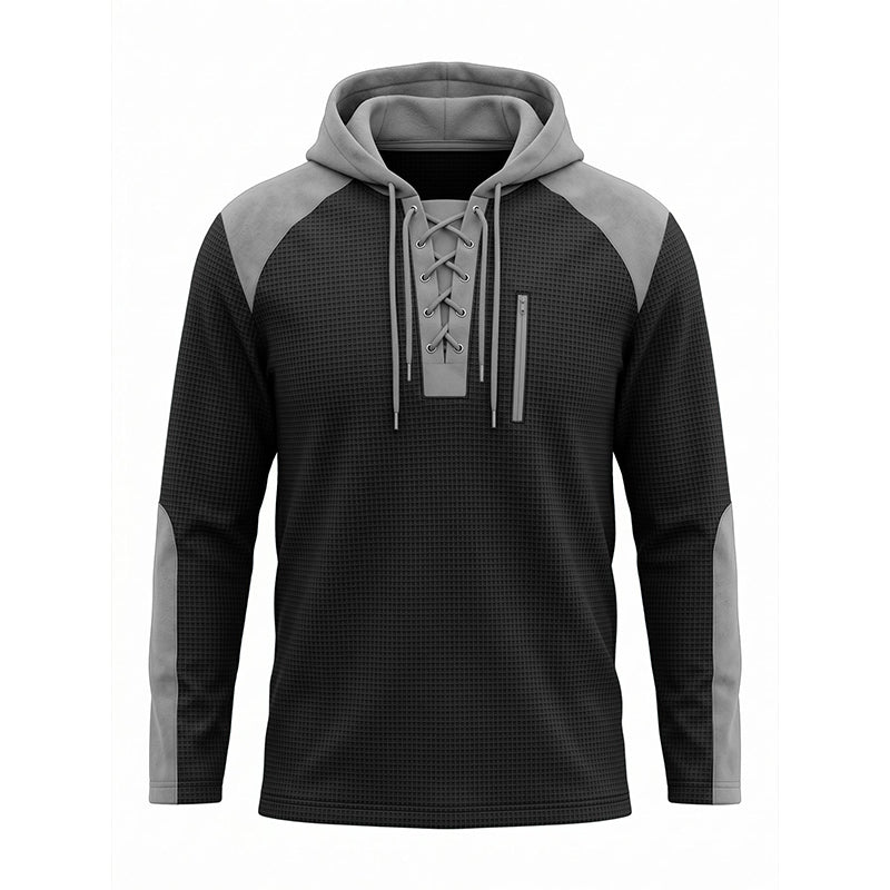 Men's Casual Knit Color-Block Hoodie