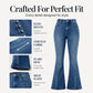 ✨ Standout Denim Style | Women's High-Waisted Rivet-Detail Flare Jeans