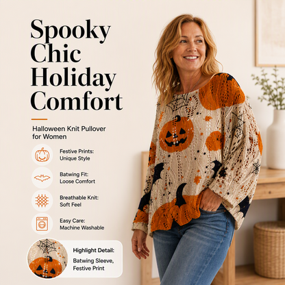 🎃Halloween Sale -50% OFF👻Women's Halloween Loose Fit Batwing Knit Sweater