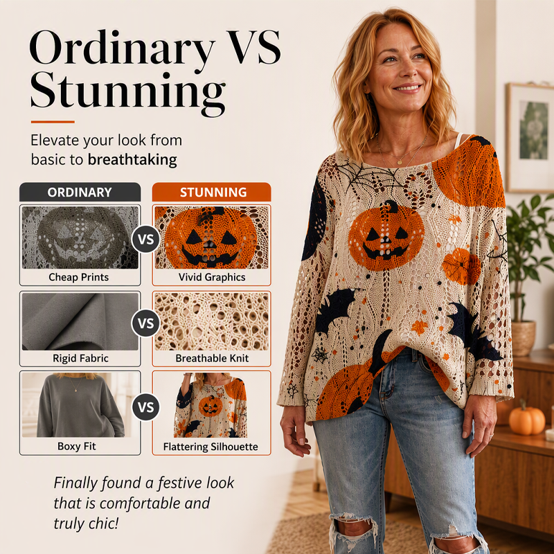 🎃Halloween Sale -50% OFF👻Women's Halloween Loose Fit Batwing Knit Sweater