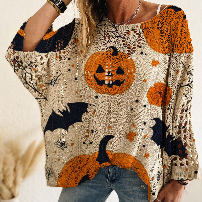 🎃Halloween Sale -50% OFF👻Women's Halloween Loose Fit Batwing Knit Sweater