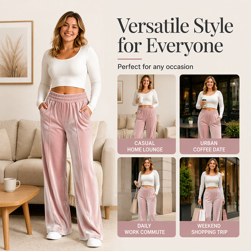 ⌛Limited-Time Offer-Women's Elegant Velvet Wide-Leg Pants