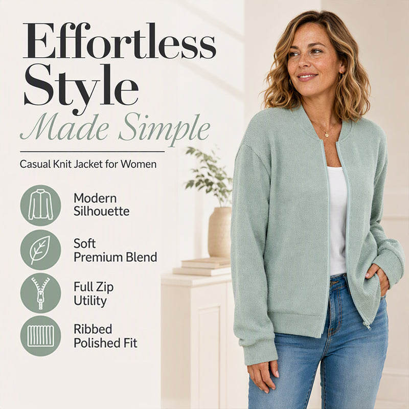 ⌛Limited-Time Offer-Women's Casual Knit Baseball Jacket
