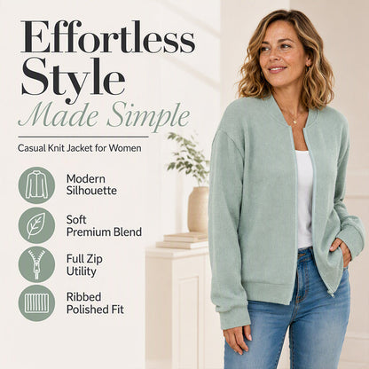 ⌛Limited-Time Offer-Women's Casual Knit Baseball Jacket