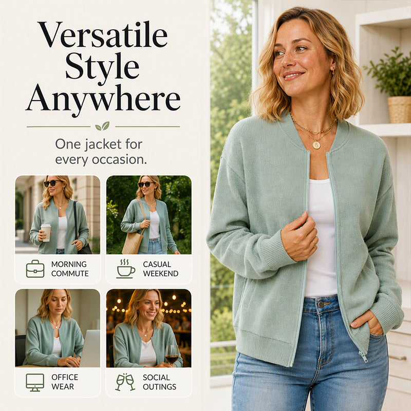 ⌛Limited-Time Offer-Women's Casual Knit Baseball Jacket