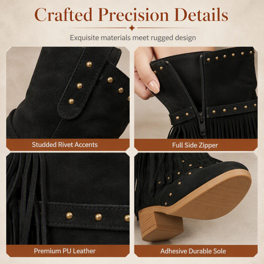 Women's Fringe Chunky Heel Knee-High Boots