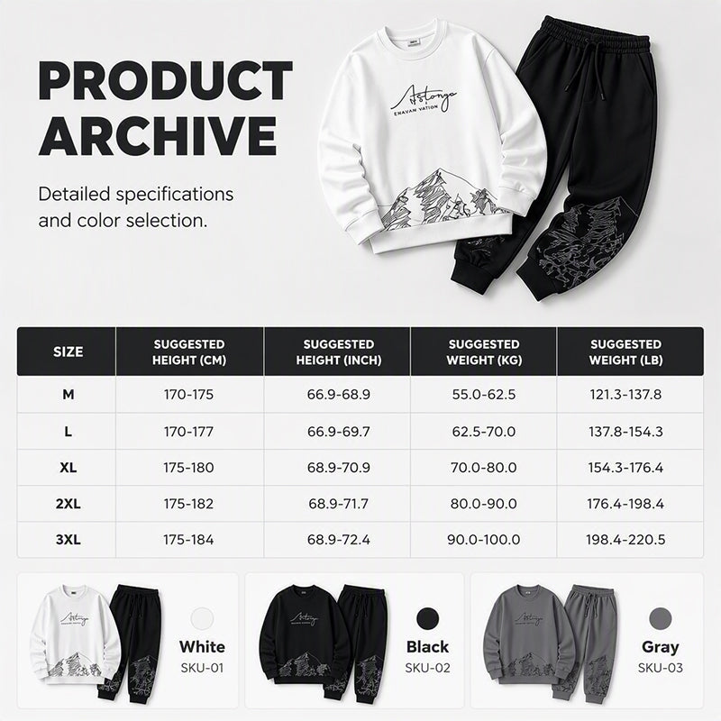 Men's Trendy Printed Sweatshirt & Sweatpants Set