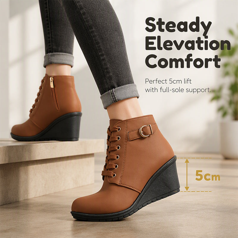 💖 Easy Lift, All-Day Comfort | Women's Wedge Heel Zip-Up Ankle Boots