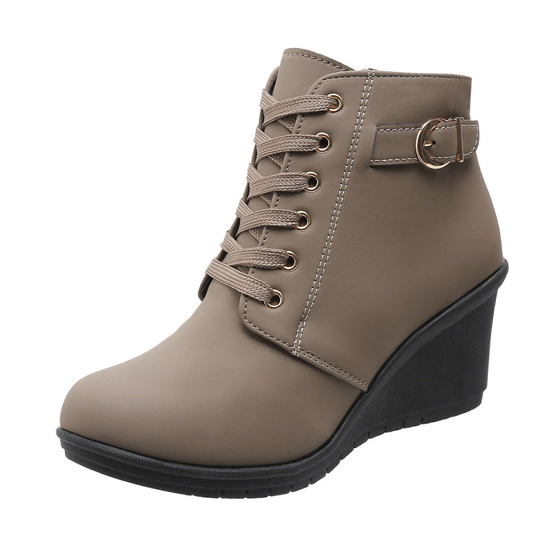 💖 Easy Lift, All-Day Comfort | Women's Wedge Heel Zip-Up Ankle Boots