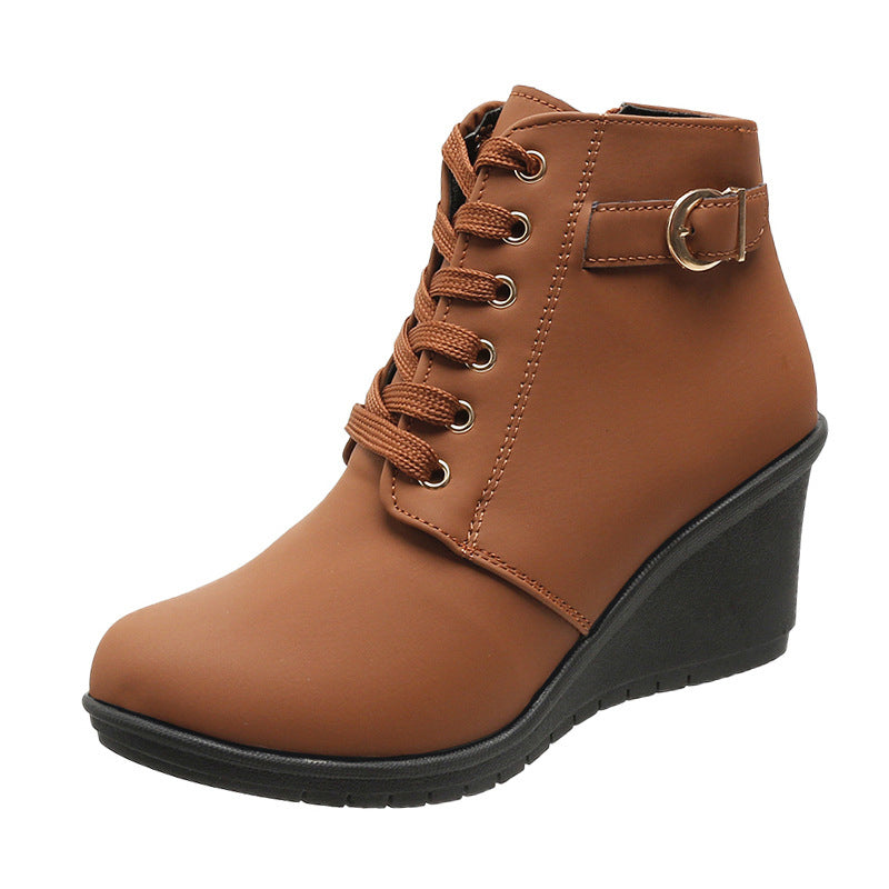 💖 Easy Lift, All-Day Comfort | Women's Wedge Heel Zip-Up Ankle Boots