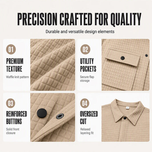 Men's Casual Waffle Textured Jacket