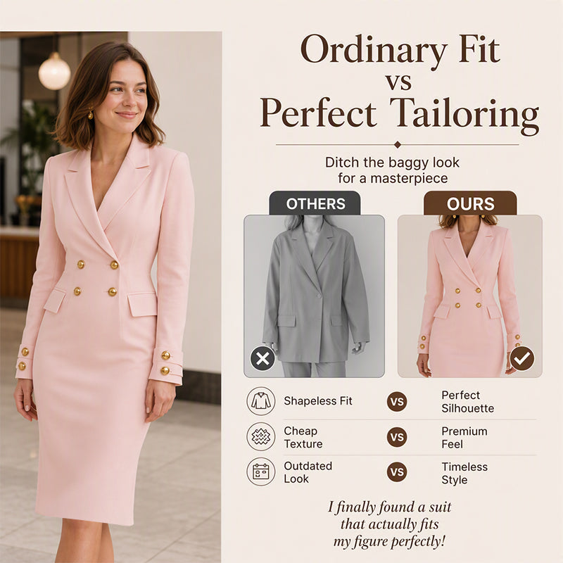 ⌛Limited-Time Offer-Women's Double-Breasted Blazer Dress