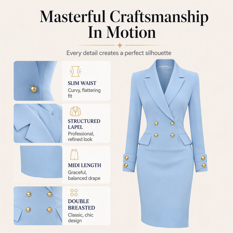 ⌛Limited-Time Offer-Women's Double-Breasted Blazer Dress