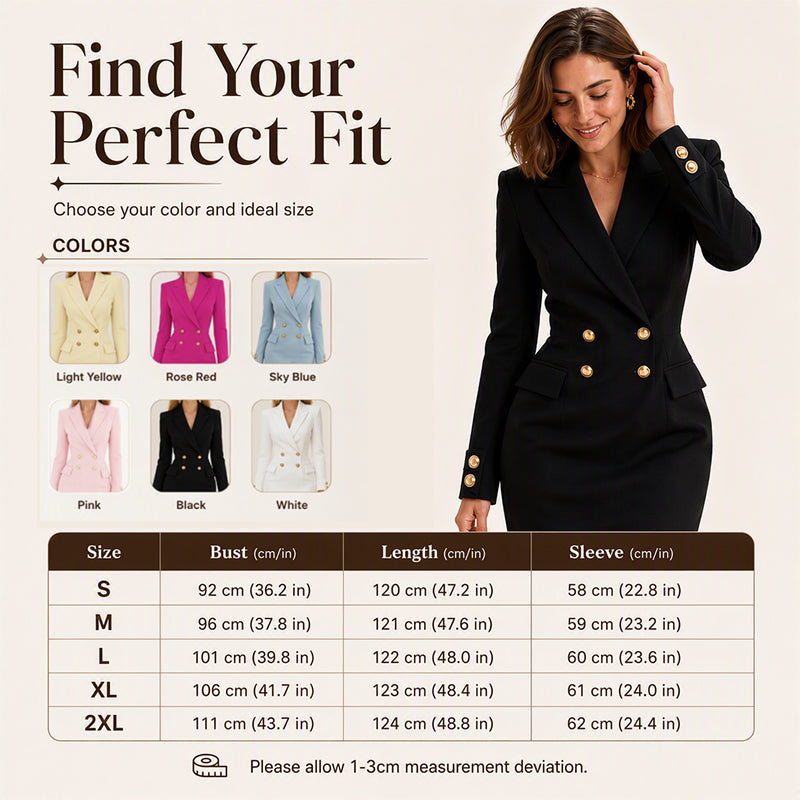 ⌛Limited-Time Offer-Women's Double-Breasted Blazer Dress