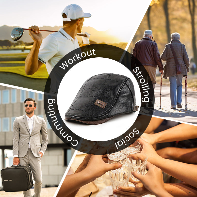 Men's Trendy  PU Leather Ivy Cap