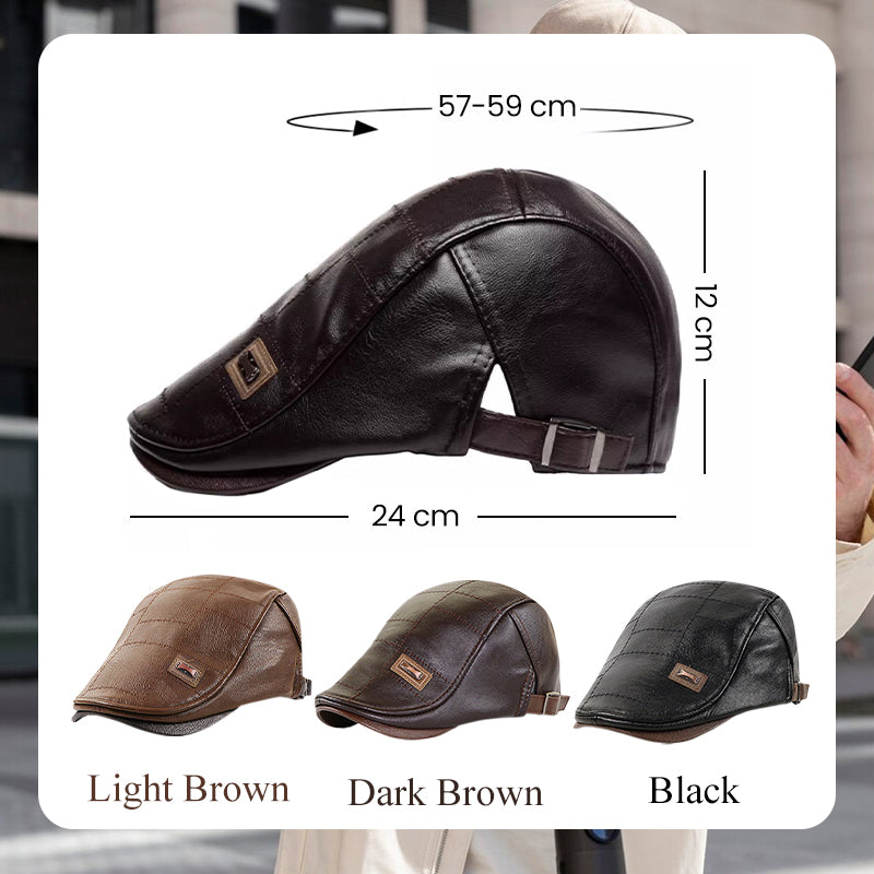 Men's Trendy  PU Leather Ivy Cap