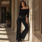 Women's High-Waist Flare Jeans with Side Fringe