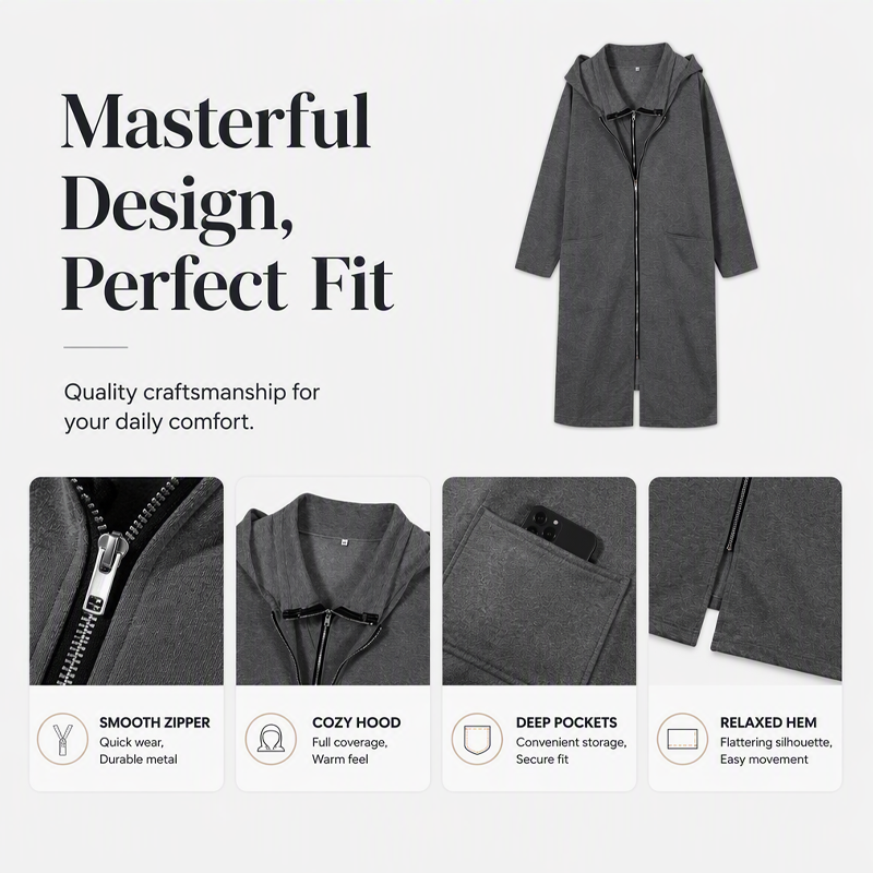 ⌛Limited-Time Offer-Women's Hooded Mid-Length Jacket with 2 Zippers