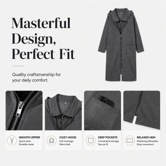⌛Limited-Time Offer-Women's Hooded Mid-Length Jacket with 2 Zippers