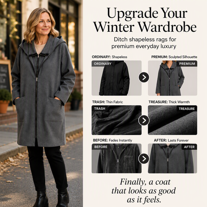 ⌛Limited-Time Offer-Women's Hooded Mid-Length Jacket with 2 Zippers