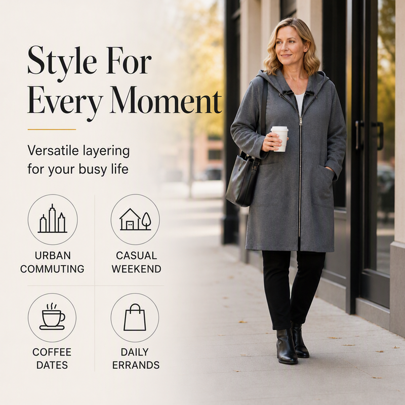 ⌛Limited-Time Offer-Women's Hooded Mid-Length Jacket with 2 Zippers