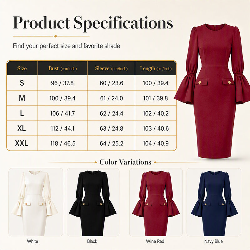 ⌛Limited-Time Offer-Women's Elegant Crew Neck Pencil Dress