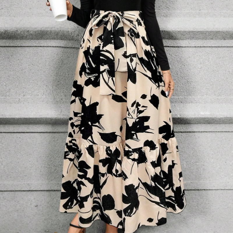 Floral Long Sleeve A-Line Maxi Dress for Women