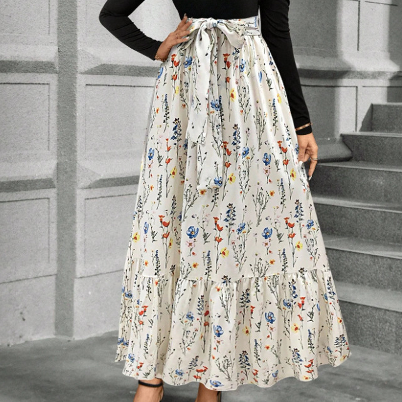 Floral Long Sleeve A-Line Maxi Dress for Women